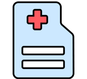 light blue clipboard with red cross