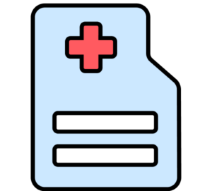 Get Treatment 15 light blue clipboard with red cross