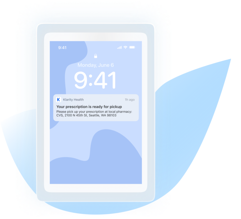 New York 16 Push notification from klarity about prescription
