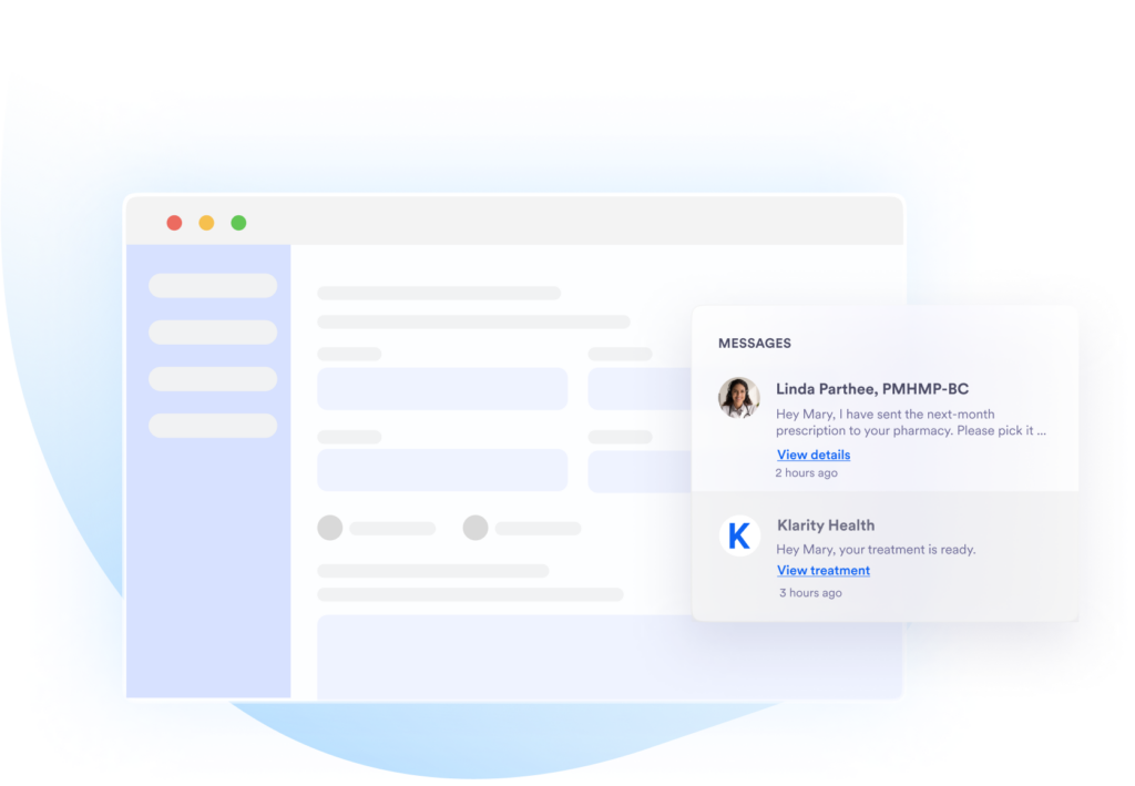 Message inbox with message from doctor